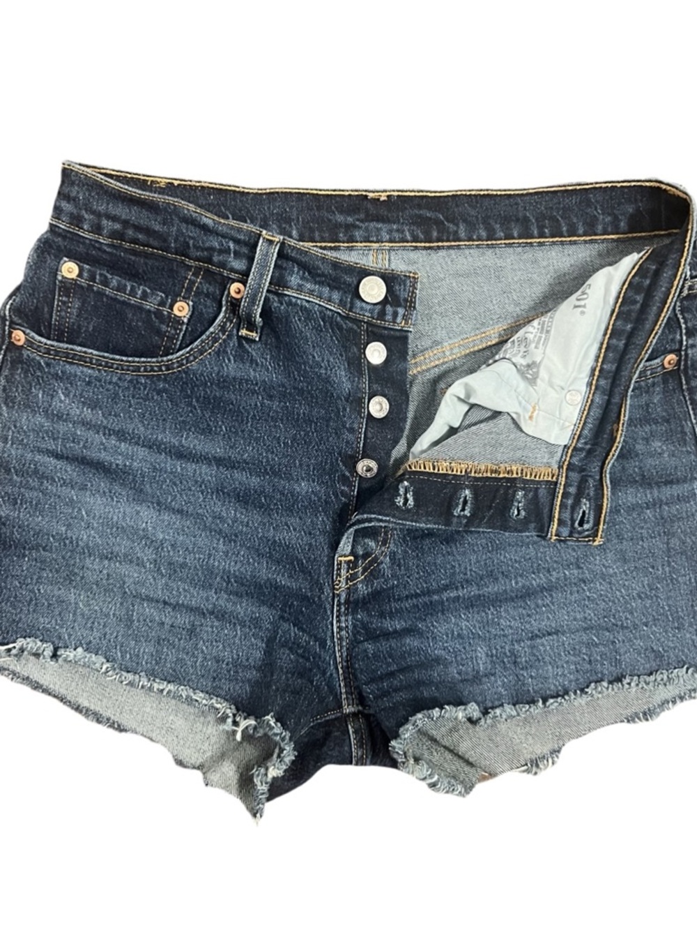 Levi's 501 Dark Wash Button-Fly Cutoff Denim Shorts Women’s Size 29